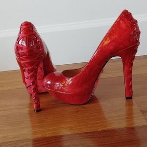Betsey Johnson red patent leather heels 9.5